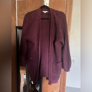 Maroon Knit Cardigan American Eagle
